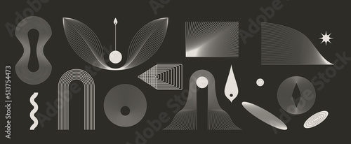 Modern Abstract Boho Linear Vector Shapes Set universal geometric graphics