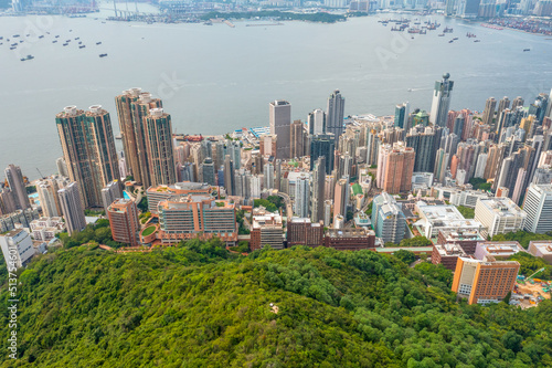 Victoria Harbour, viewing from west side of Hong Kong Island 1 May 2022 photo