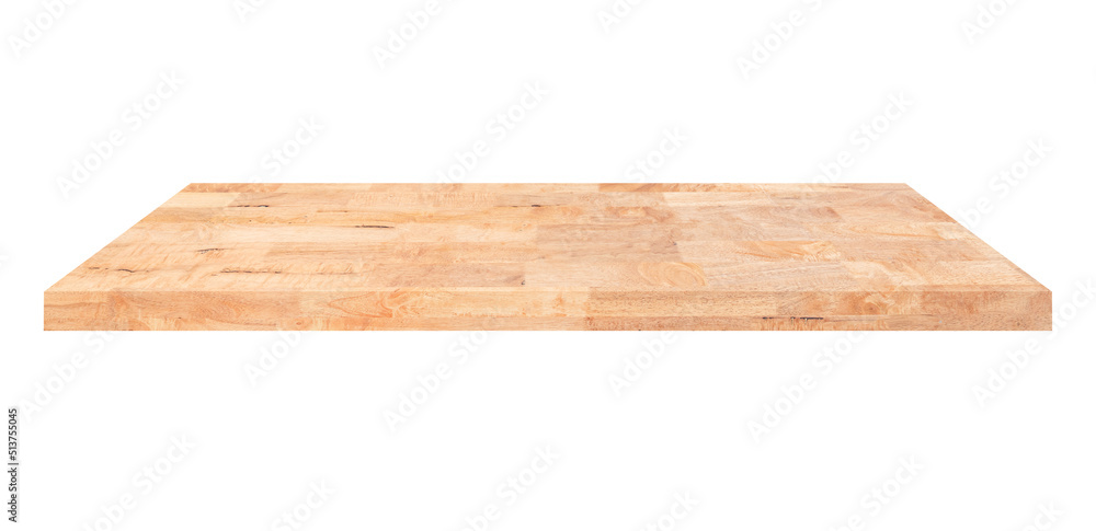 Wooden shelf on isolated white background with space Wooden shelf on isolated white background with space
