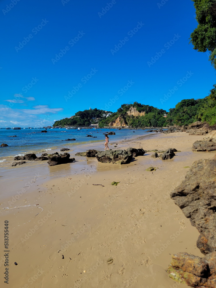 Beautiful beach with rocks in Gamboa da Bahia, Brazil