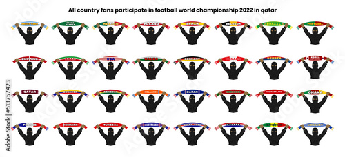 All country fans participate in football world championship 2022 in qatar. Ultras. Hooligans, Scarf Supporters