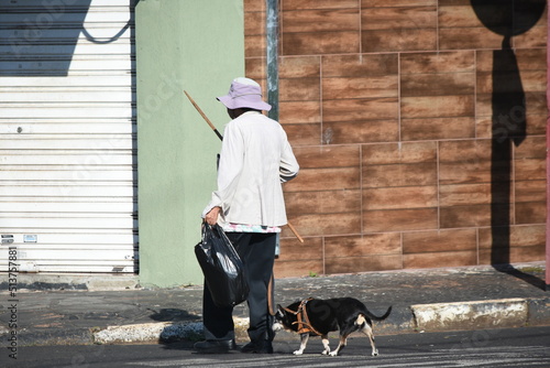 person walking with dog