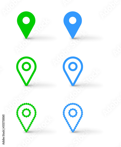 Green and blue location symbols. Map pin icon. Vector illustration. Free Download Green and blue location symbols. Map pin icon. Vector illustration. - GFXLoad