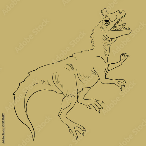 Simple digital drawing of a roaring elvisaurus (Cryolophosaurus ellioti) photo