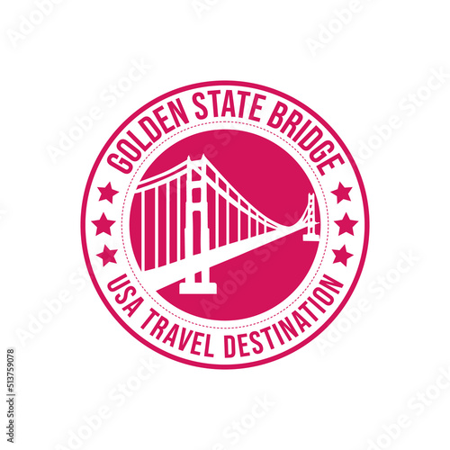  America historical bridge architecture travel destination grunge rubber stamp