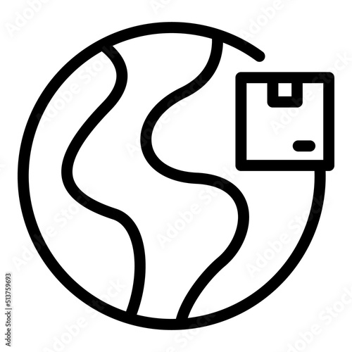 Global european icon outline vector. Truck cargo. Delivery trailer