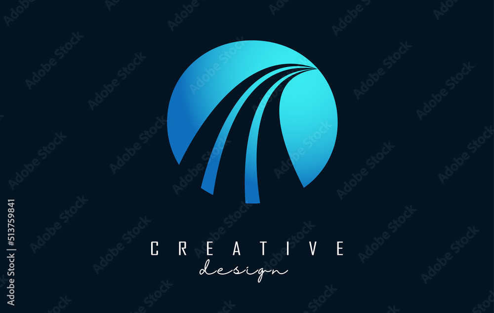 Creative letter O logo with leading lines and road concept design ...