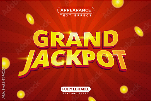 Editable Vector Text Effect For Branding, Mockup, Social Media Banner, Cover, Book, Games, Title Grand Jackpot winner coin slot
