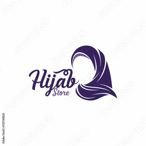 Muslim female in hijab , logo design, vector illustration