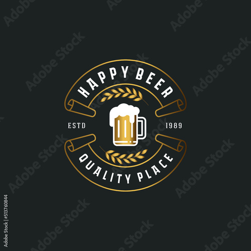 Luxury Vintage Beer Logo Design  Luxury Vintage Label Logotype vector design