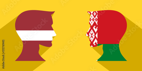 face to face concept. latvia vs belarus. vector illustration