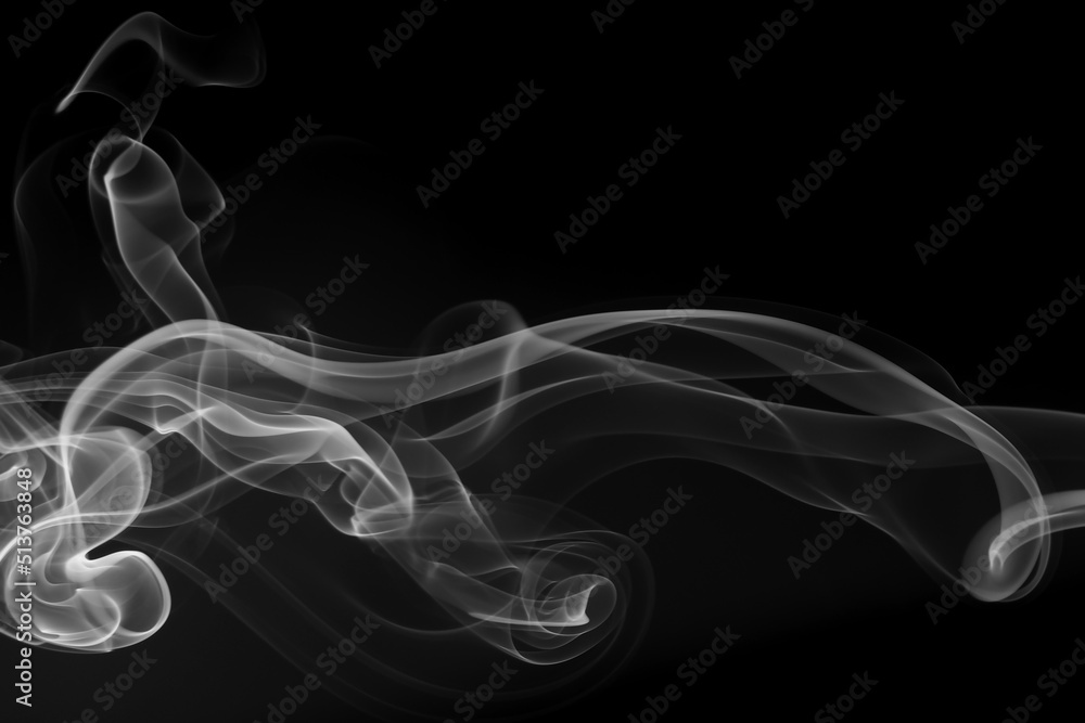 White smoke abstract on black background, fire design White smoke abstract on black background, fire design
