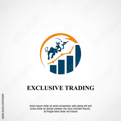Financial bull trading logo design 