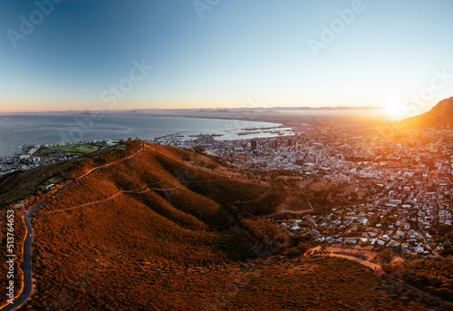 Aerial view from Signal Hill at dawn, Cape Town, Western Cape