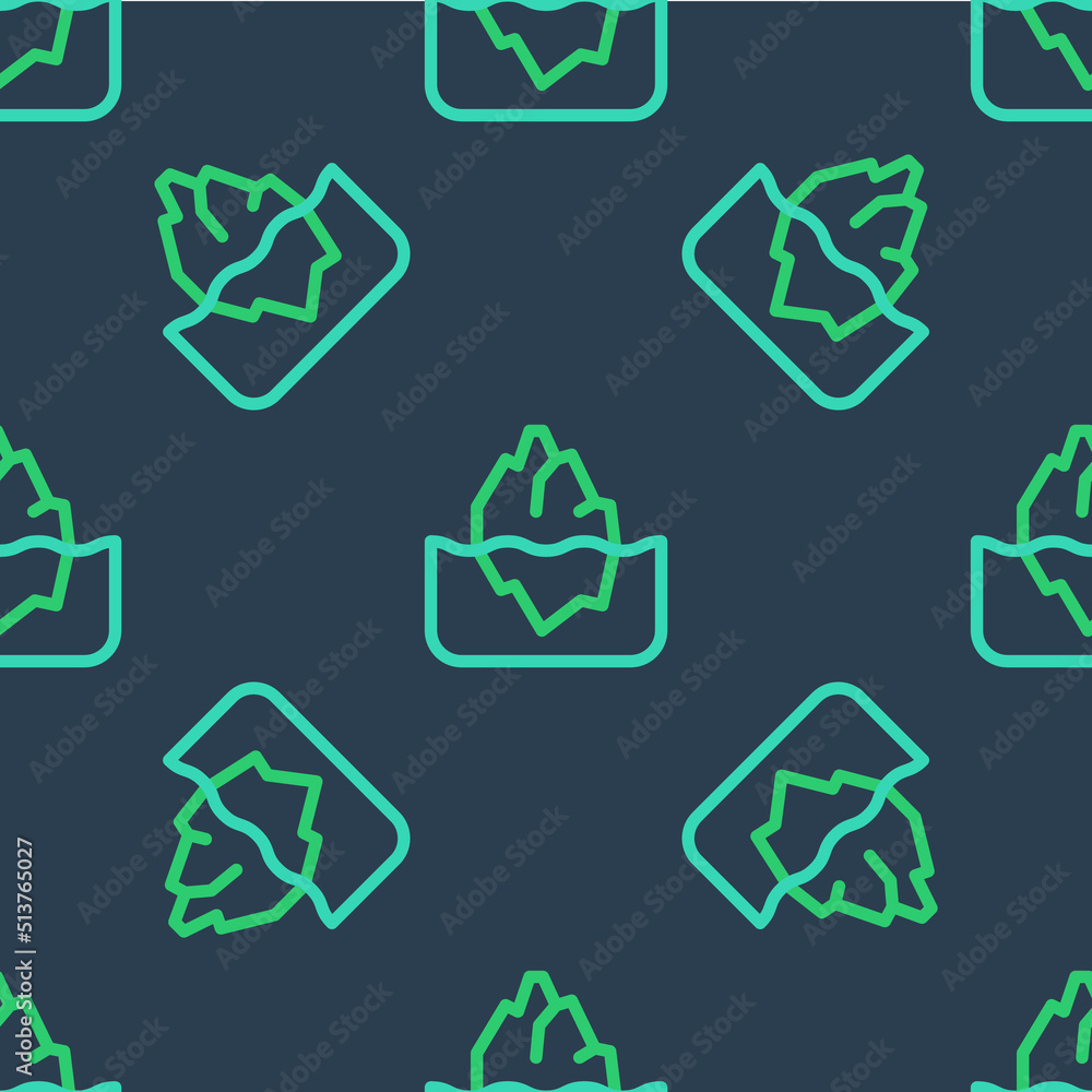 Line Iceberg icon isolated seamless pattern on blue background. Vector Line Iceberg icon isolated seamless pattern on blue background. Vector