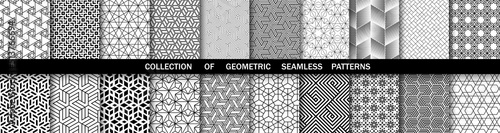 Geometric set of seamless black and white patterns. Simpless vector graphics