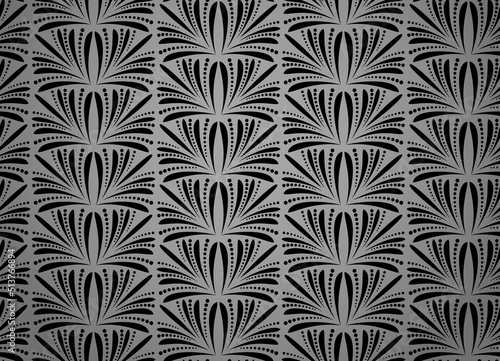 Flower geometric pattern. Seamless vector background. Black and gray ornament. Ornament for fabric  wallpaper  packaging. Decorative print