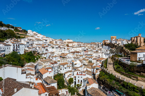 Aerial of the pueblo of Setenil de las Bodegas, Andalucia photo