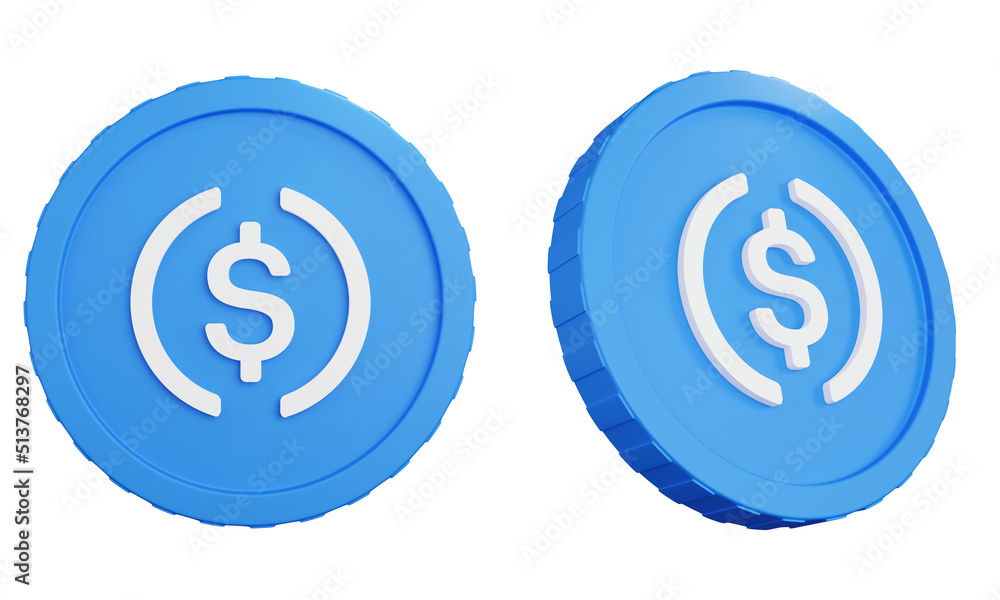 3d rendering two coin usdc white background 3d rendering two coin usdc white background
