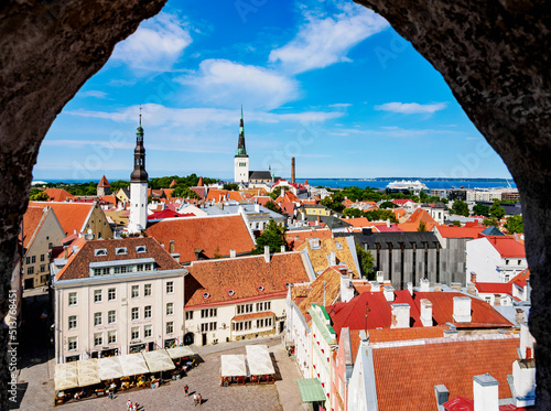 Raekoja plats, Old Town Market Square, elevated view, UNESCO World Heritage Site, Tallinn, Estonia photo