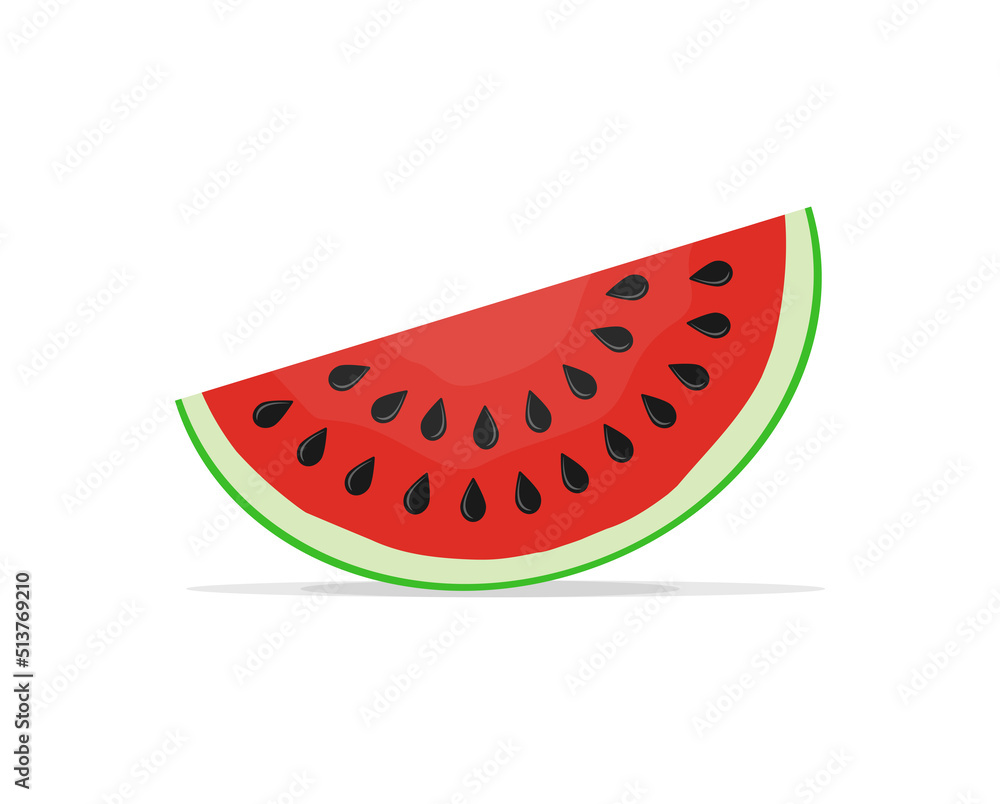 A piece of ripe watermelon with seeds vector illustration on a white background A piece of ripe watermelon with seeds vector illustration on a white background