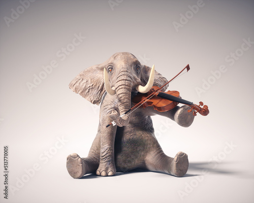 Elephant playing violin.