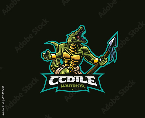 Tableau sur toile Humanoid crocodile mascot logo