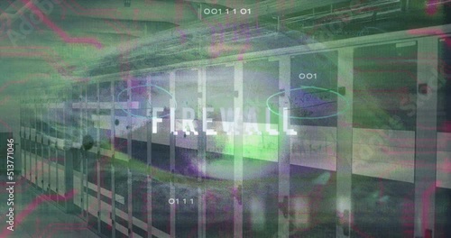 Wallpaper Mural Animation of connections, firewall and globe over servers Torontodigital.ca