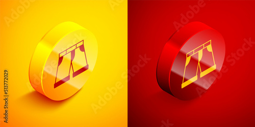 Free Download Isometric Short or pants icon isolated on orange and red background. Circle button. Vector - GFXLoad