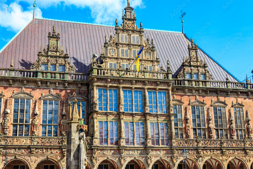 Bremen City Hall or Rathaus in the old town of Bremen, Germany