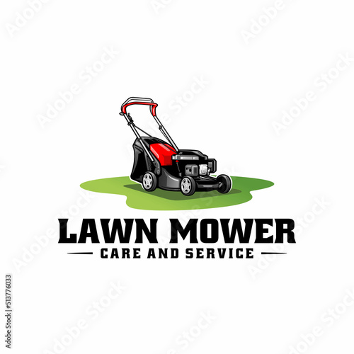 turf and lawn mower illustration logo vector	