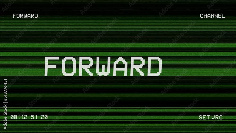 Vintage VHS. Forward, rewind and stop scenes. Defects noise and