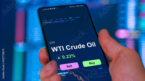 Invest in WTI crude oil ETF, an investor buys or sell an West Texas Intermediate etf fund. photo