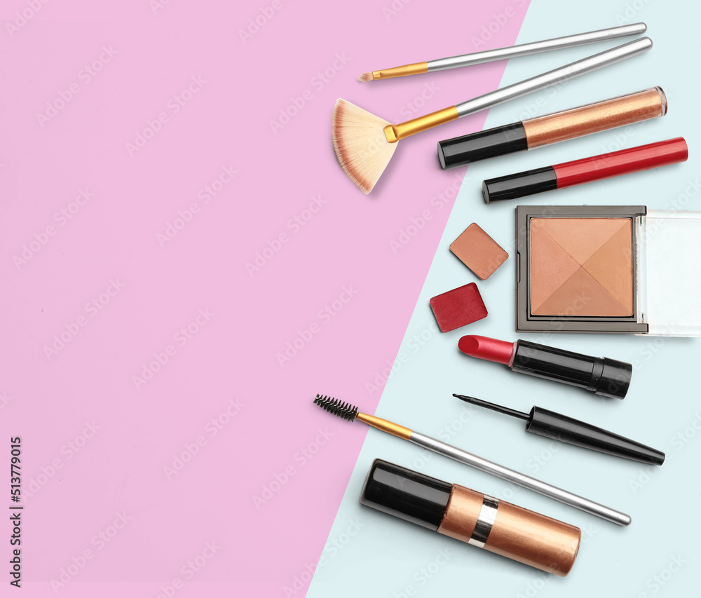 Make up products. Professional cosmetics over white background. Image with copy space. With clipping path Make up products. Professional cosmetics over white background. Image with copy space. With clipping path