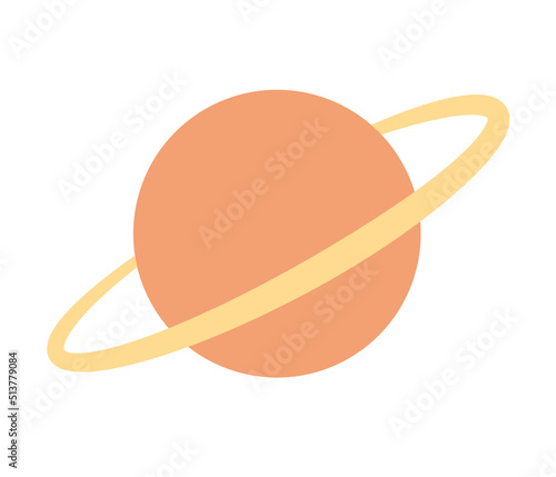 Saturn planet with planetary ring icon. Astronomy. Sky object symbol. Vector flat illustration 