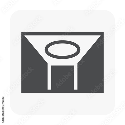 Ceiling tray or dropped ceiling in empty room vector icon. Modern interior design idea with board, drywall at high for installation hidden light. Building and space for bedroom, living room, showroom.