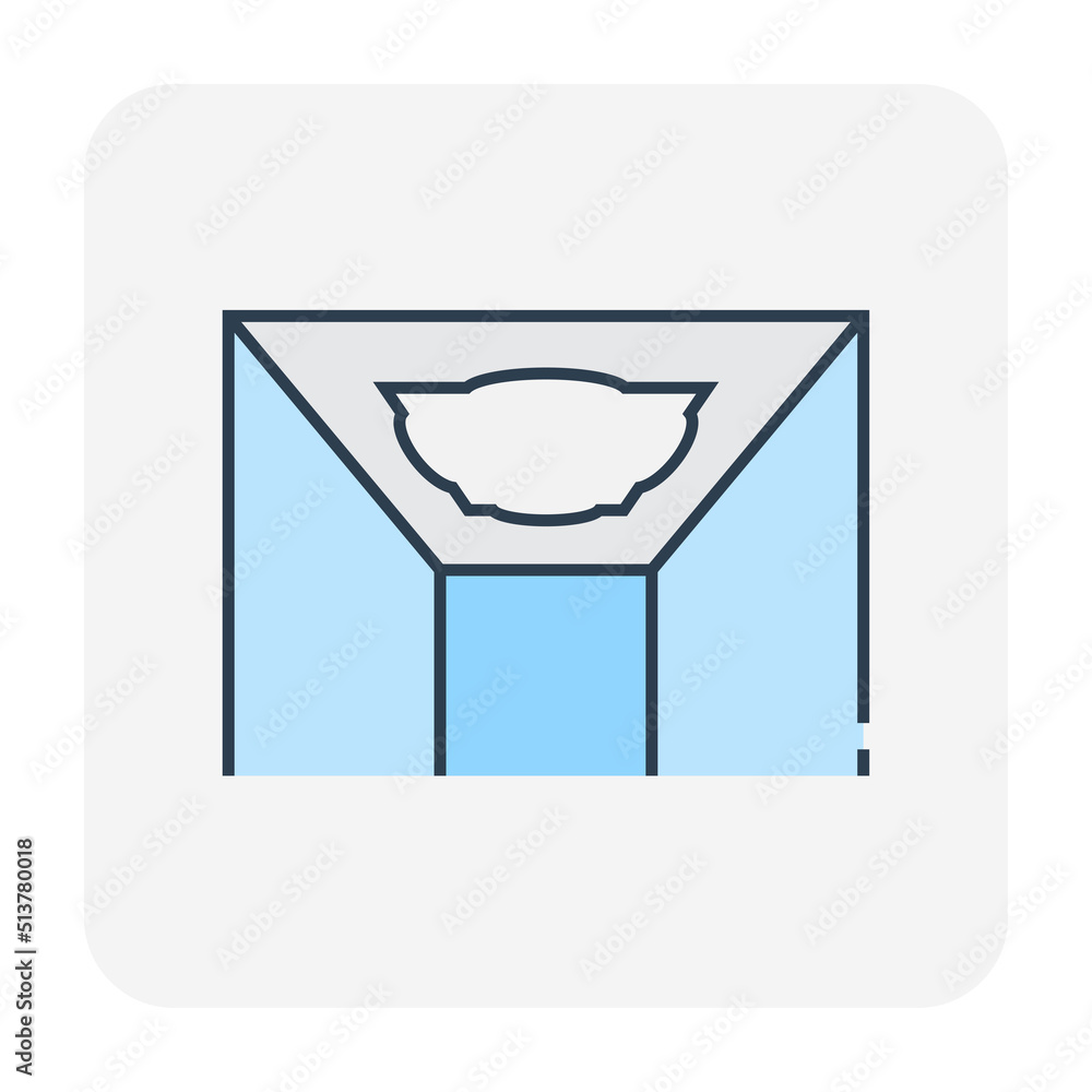Ceiling tray or dropped ceiling in empty room vector icon. Modern ...