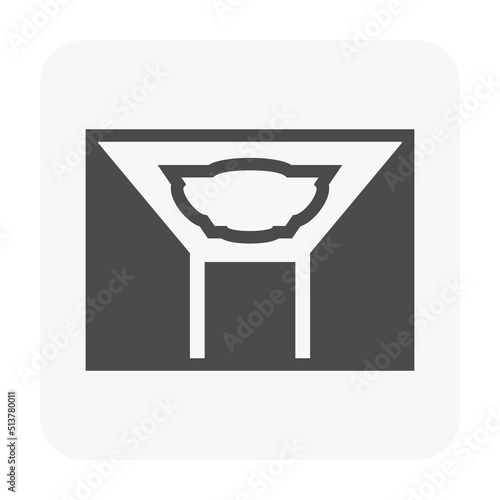 Ceiling tray or dropped ceiling in empty room vector icon. Modern interior design idea with board, drywall at high for installation hidden light. Building and space for bedroom, living room, showroom.