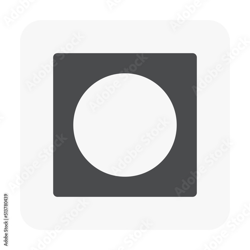 Ceiling tray vector icon with round shape. Modern interior design idea, architecture and building decoration with board, drywall, gypsum panel or plasterboard for install accent lighting in room.