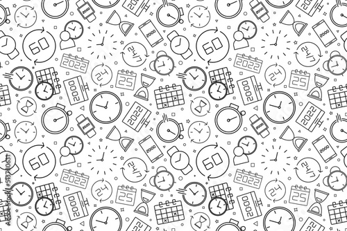 Vector time pattern. Time seamless background