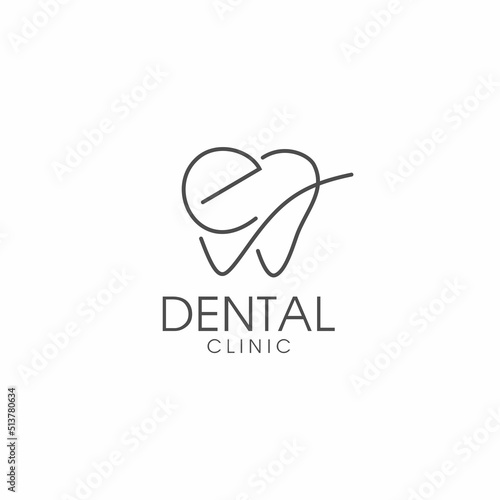 line art letter e tooth logo design