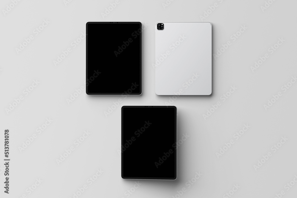 Blank tablet smartphone mockup grey background Blank tablet smartphone mockup grey background