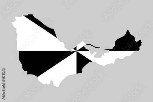 Silueta del mapa de Ceuta con su bandera sobre fondo gris photo