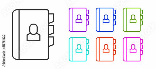 Black line Resume icon isolated on white background. CV application. Searching professional staff. Analyzing personnel resume. Set icons colorful. Vector