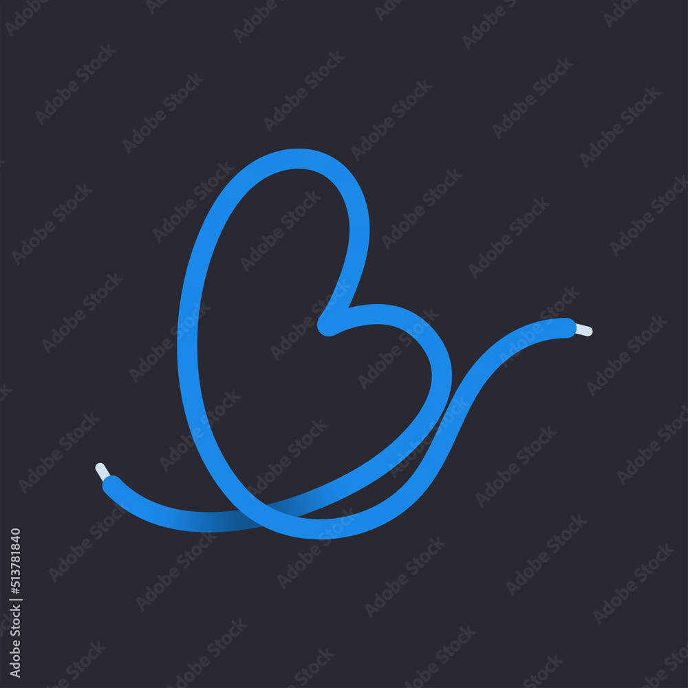 Fototapeta premium 6 number made shoelace. Vector isolated font for app logo, sport design, creative template and more