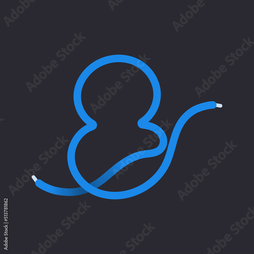 8 number made shoelace. Vector isolated font for app logo, sport design, creative template and more