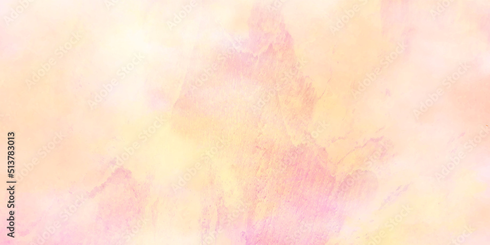 Abstract pink and yellow paint mix colorful watercolor background, Aquarelle paint paper textured with light colors for banner, wallpaper, flyer, template, cover and design.