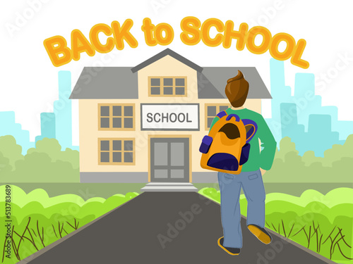 Teenager going back to school. Back to school vector banner
