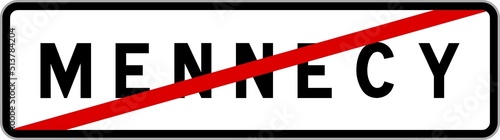 Obraz na plátně Panneau sortie ville agglomération Mennecy / Town exit sign Mennecy