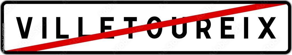 Fototapeta premium Panneau sortie ville agglomération Villetoureix / Town exit sign Villetoureix